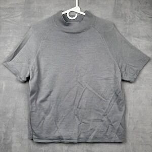Dialogue 1X Grey Mock Neck Short Sleeve Knit‎ Sweater Top